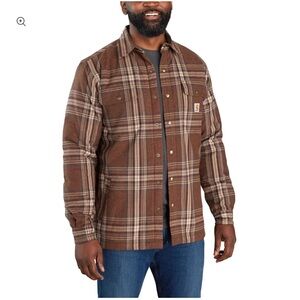 NWOT Carhartt Men's Relaxed Fit Flannel Sherpa-Lined Shirt Jacket Brown XLT
